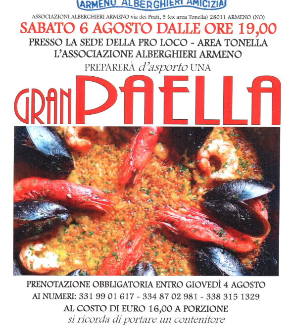 Gran Paella benefica – Sabato 6 Agosto 2022