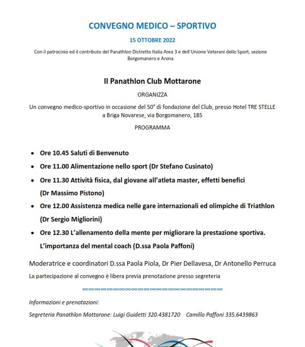 Convegno Medico-Sportivo – Briga Novarese, 15 Ottobre 2022