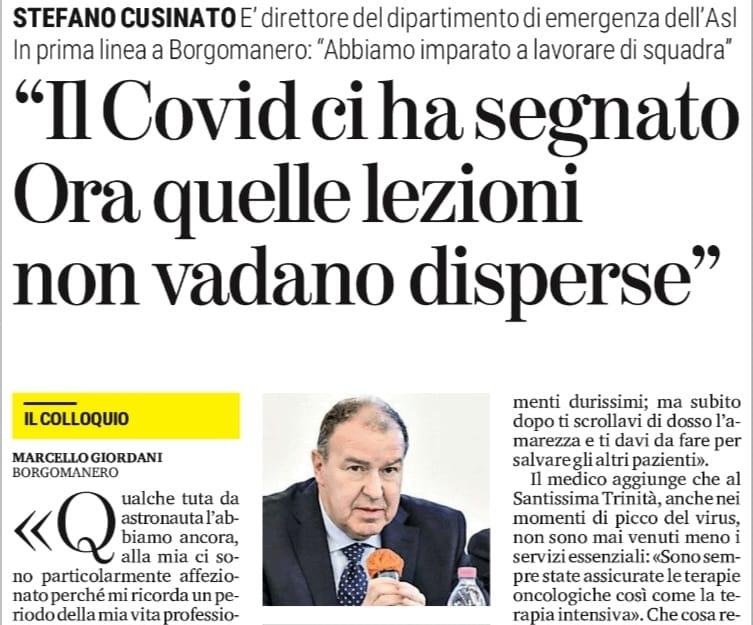 Cusinato su La Stampa di oggi: “Non dimentichiamo le lezioni apprese durante la pandemia”