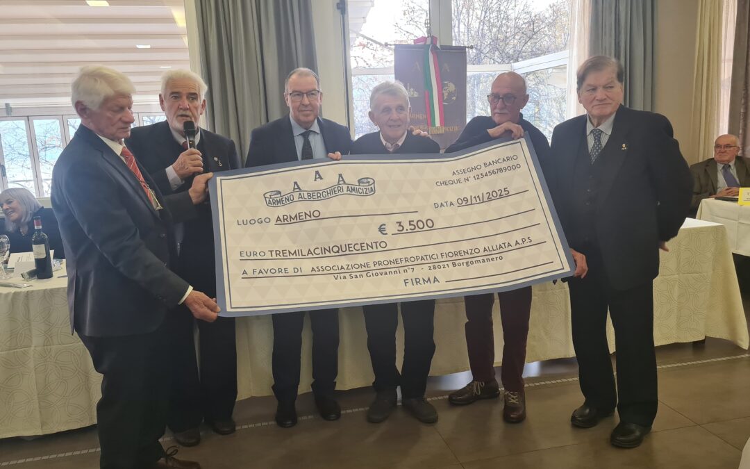 3500 euro a favore della nostra Associazione dagli Chef di Armeno Albergatori Amicizia